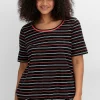 Gestreiftes Shirt mit Gummizugbund<sheego Hot