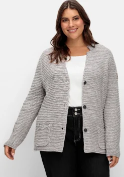 Grobstrickjacke mit Stehkragen und Taschen<sheego Best
