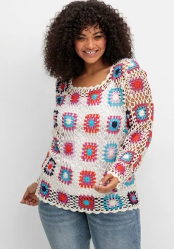 Handgearbeiteter Häkelpullover im Crochet-Muster<sheego by Joe Browns New