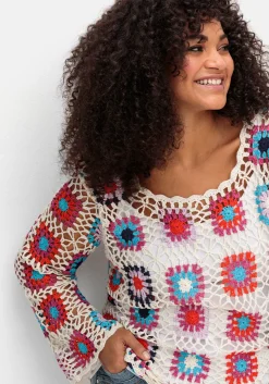 Handgearbeiteter Häkelpullover im Crochet-Muster<sheego by Joe Browns New