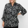 Hemdbluse mit Blätterprint und 3/4-Arm<sheego Fashion