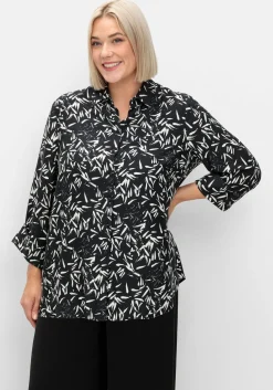 Hemdbluse mit Blätterprint und 3/4-Arm<sheego Fashion