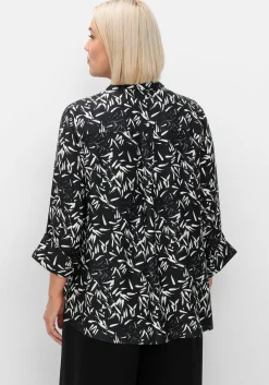 Hemdbluse mit Blätterprint und 3/4-Arm<sheego Fashion