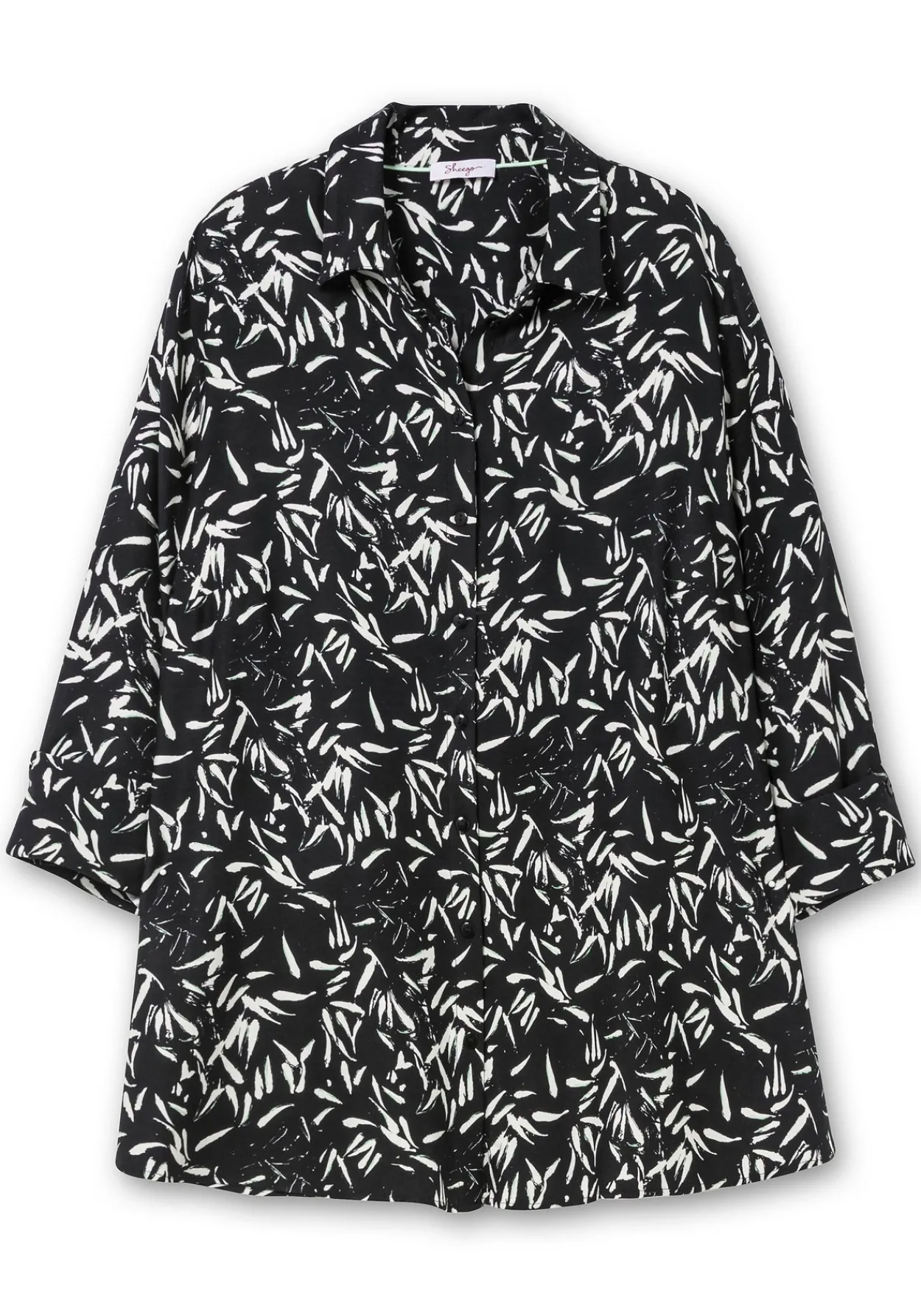 Hemdbluse mit Blätterprint und 3/4-Arm<sheego Fashion