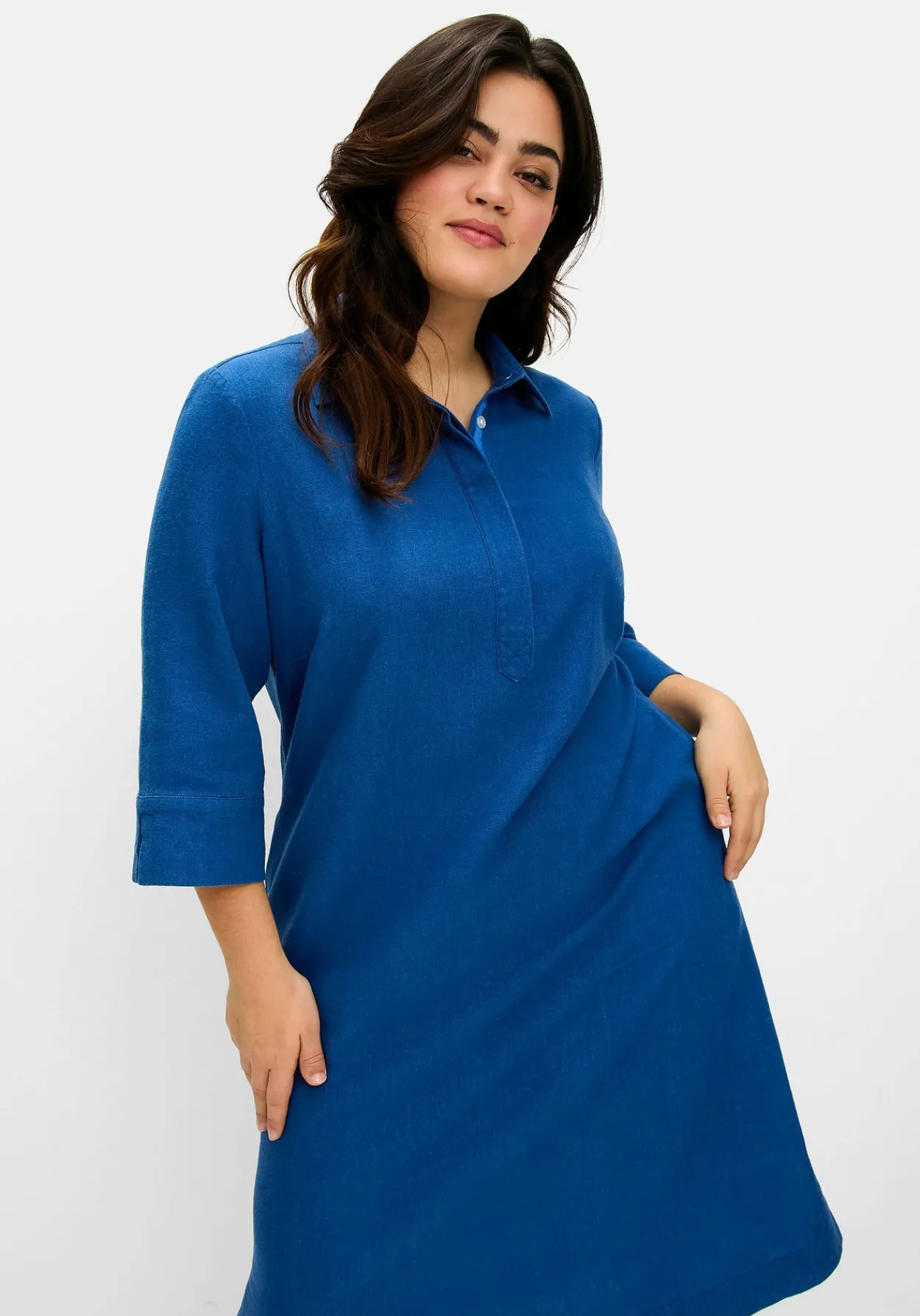 Hemdblusenkleid aus Leinen-Viskose-Mix<sheego Outlet