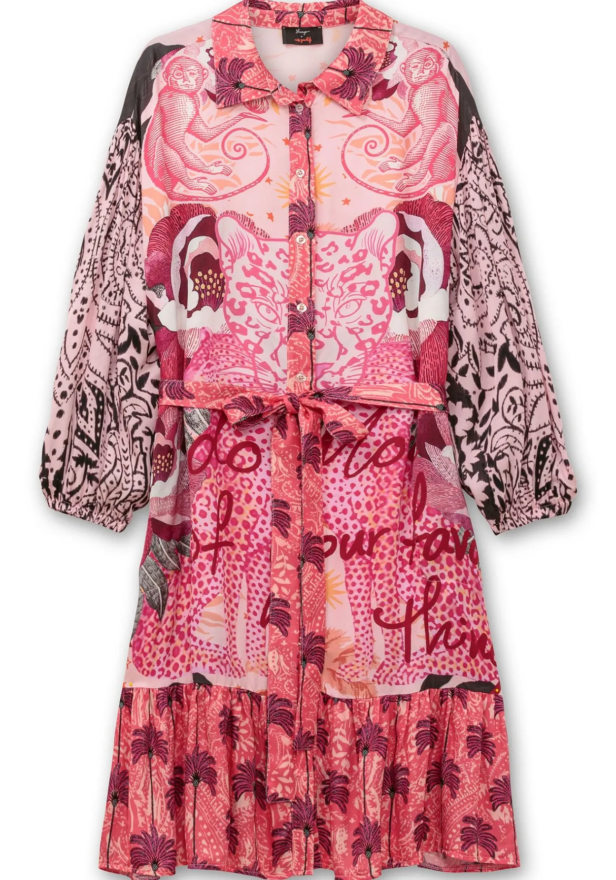 Hemdblusenkleid im Mustermix, mit Volant am Saum<sheego loves miss goodlife Outlet