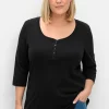 Henleyshirt mit 3/4-langen Krempelärmeln<sheego Fashion