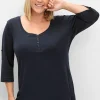 Henleyshirt mit 3/4-langen Krempelärmeln<sheego Sale