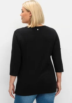 Henleyshirt mit 3/4-langen Krempelärmeln<sheego Fashion