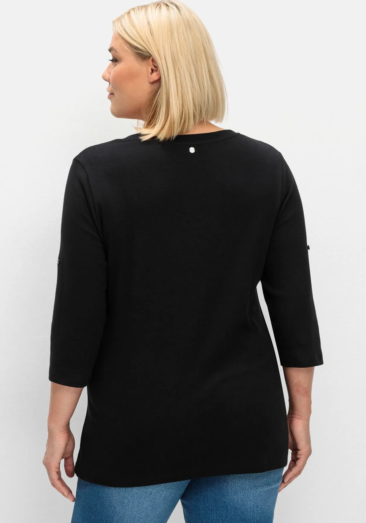 Henleyshirt mit 3/4-langen Krempelärmeln<sheego Fashion