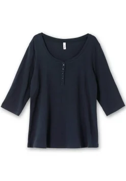 Henleyshirt mit 3/4-langen Krempelärmeln<sheego Sale