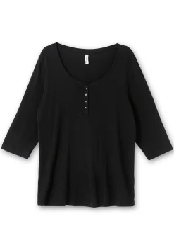 Henleyshirt mit 3/4-langen Krempelärmeln<sheego Fashion
