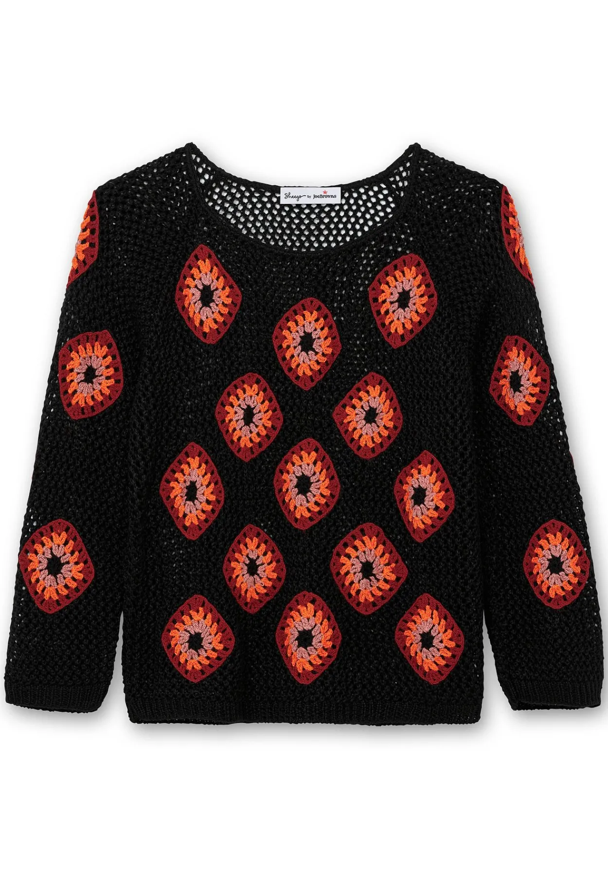 Häkelpullover mit aufgenähten Rhomben<sheego by Joe Browns Sale