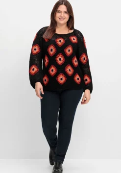 Häkelpullover mit aufgenähten Rhomben<sheego by Joe Browns Sale
