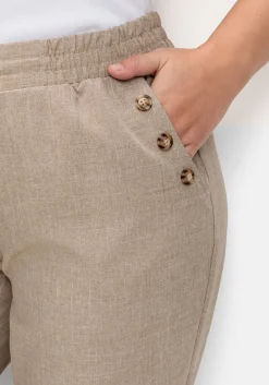 Hose in Leinenoptik mit Dehnbund und Zierknöpfen<sheego Hot