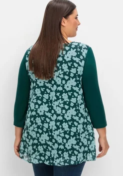 2-in-1-Blusenshirt mit bedrucktem Chiffon<sheego New