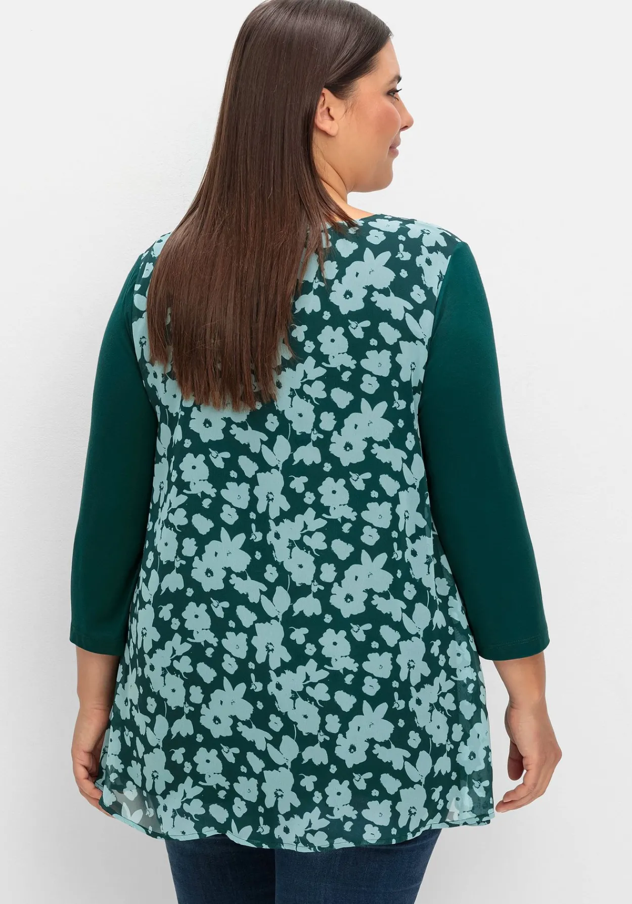 2-in-1-Blusenshirt mit bedrucktem Chiffon<sheego New