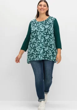 2-in-1-Blusenshirt mit bedrucktem Chiffon<sheego New