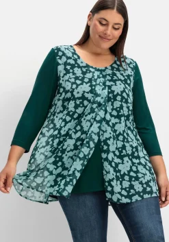 2-in-1-Blusenshirt mit bedrucktem Chiffon<sheego New