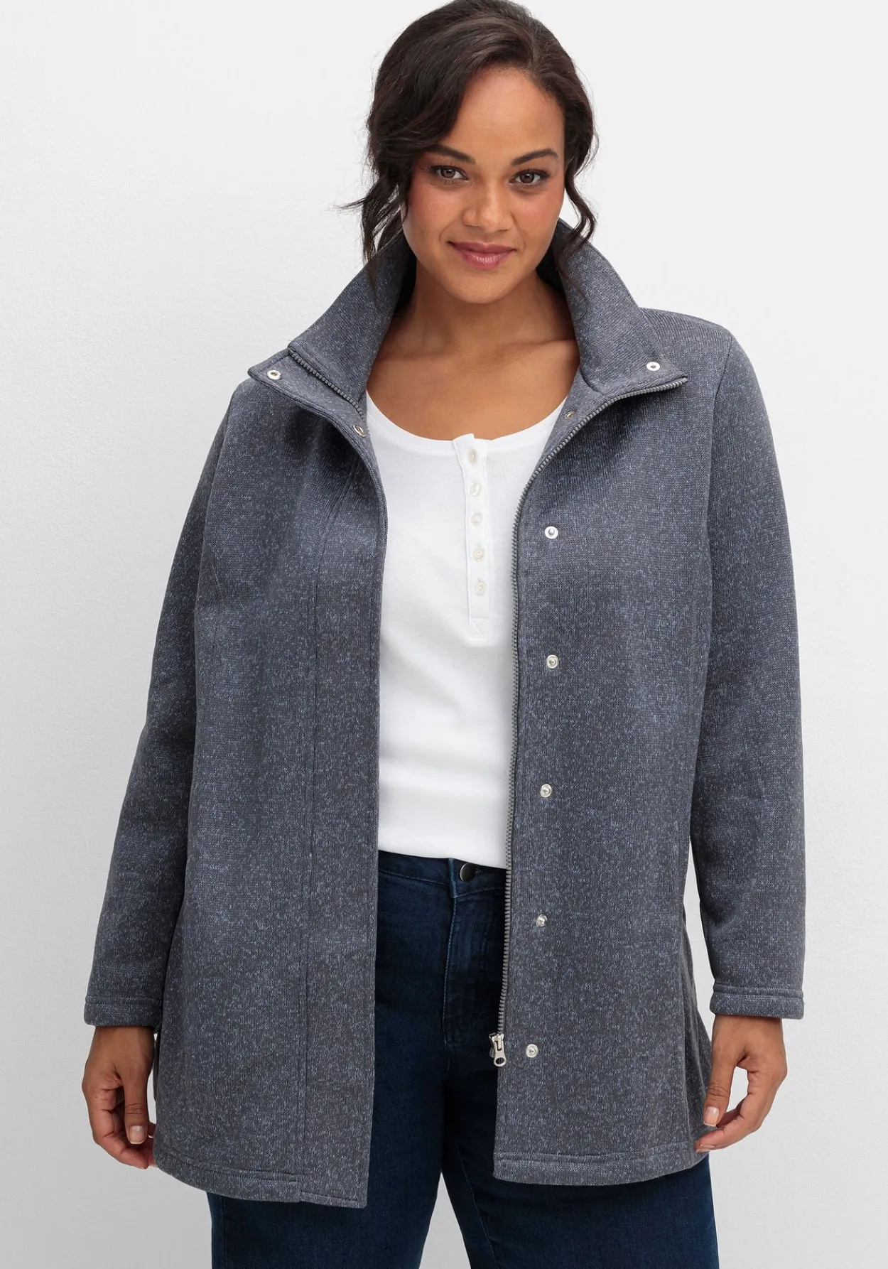 Jacke aus meliertem Strickfleece<sheego Best