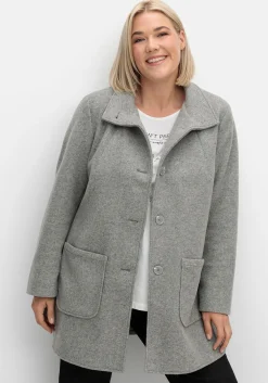 Jacke in Woll-Optik, mit abgerundeten Seitenschlitzen<sheego Clearance