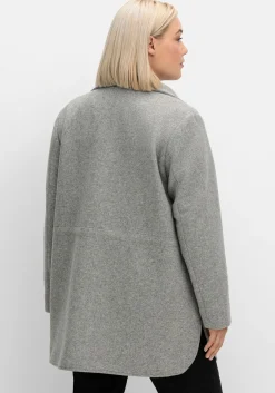 Jacke in Woll-Optik, mit abgerundeten Seitenschlitzen<sheego Clearance