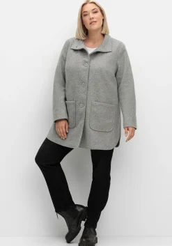 Jacke in Woll-Optik, mit abgerundeten Seitenschlitzen<sheego Clearance