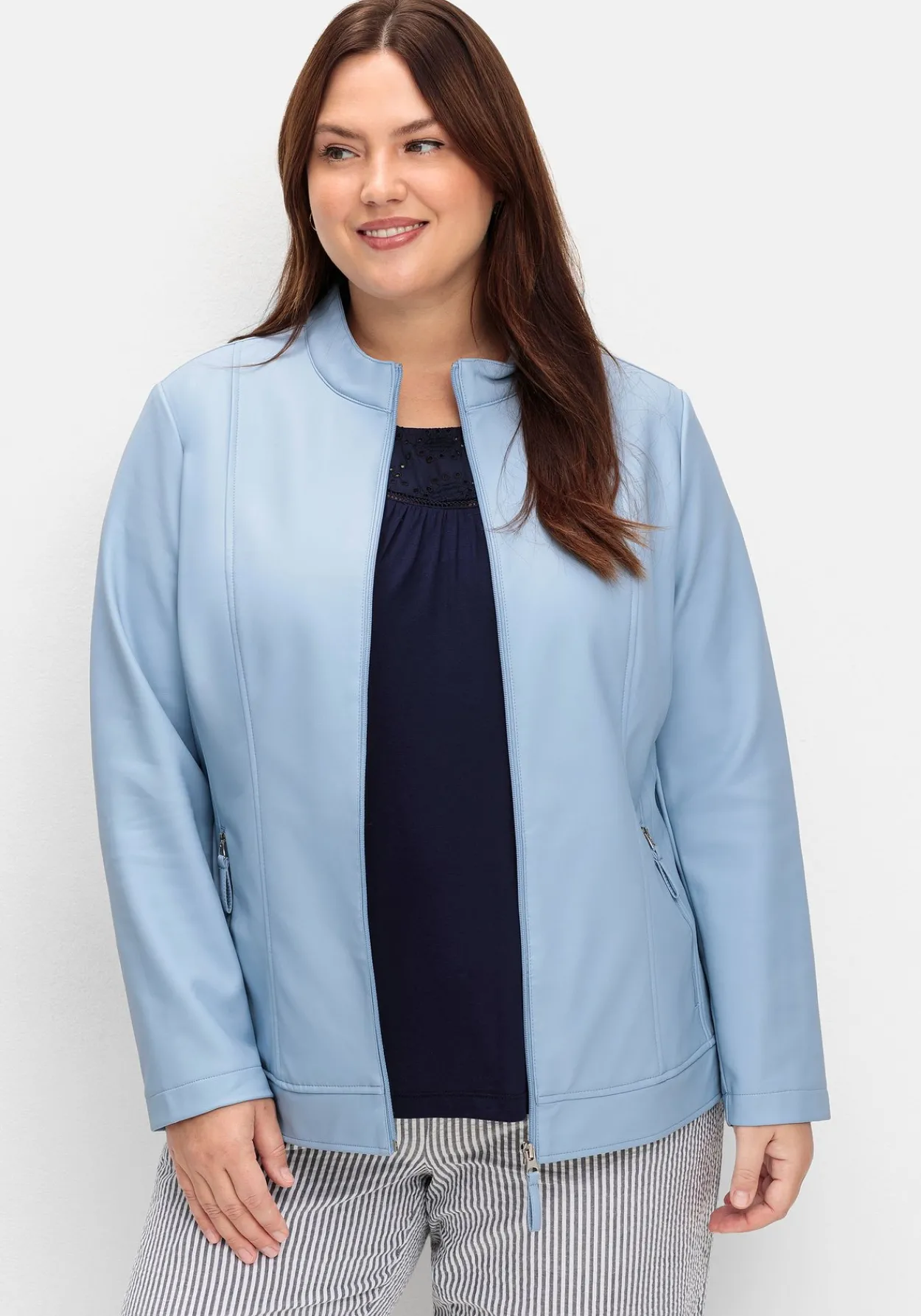 Jacke mit Stehkragen, aus Lederimitat<sheego Best