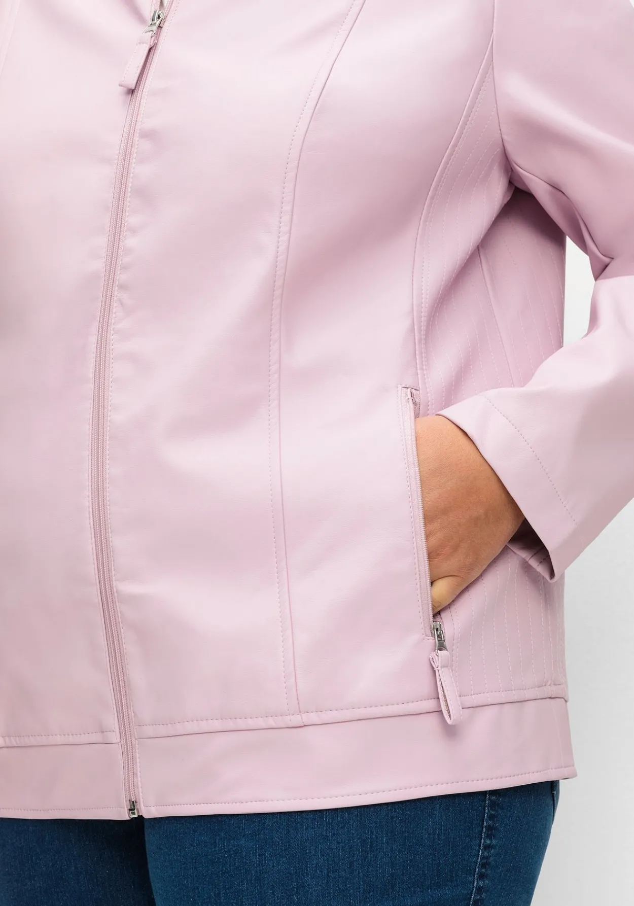 Jacke mit Stehkragen, aus Lederimitat<sheego Clearance