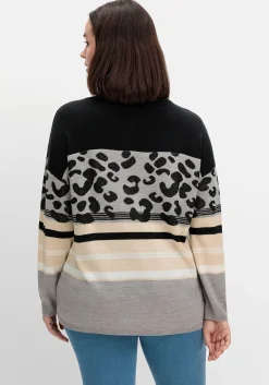 Jacquard-Pullover im Mustermix, mit Animalprint<sheego Outlet