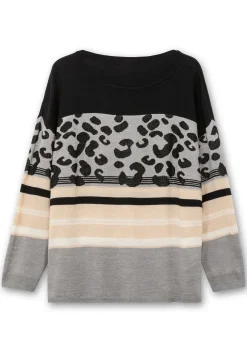 Jacquard-Pullover im Mustermix, mit Animalprint<sheego Outlet