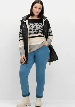 Jacquard-Pullover im Mustermix, mit Animalprint<sheego Outlet