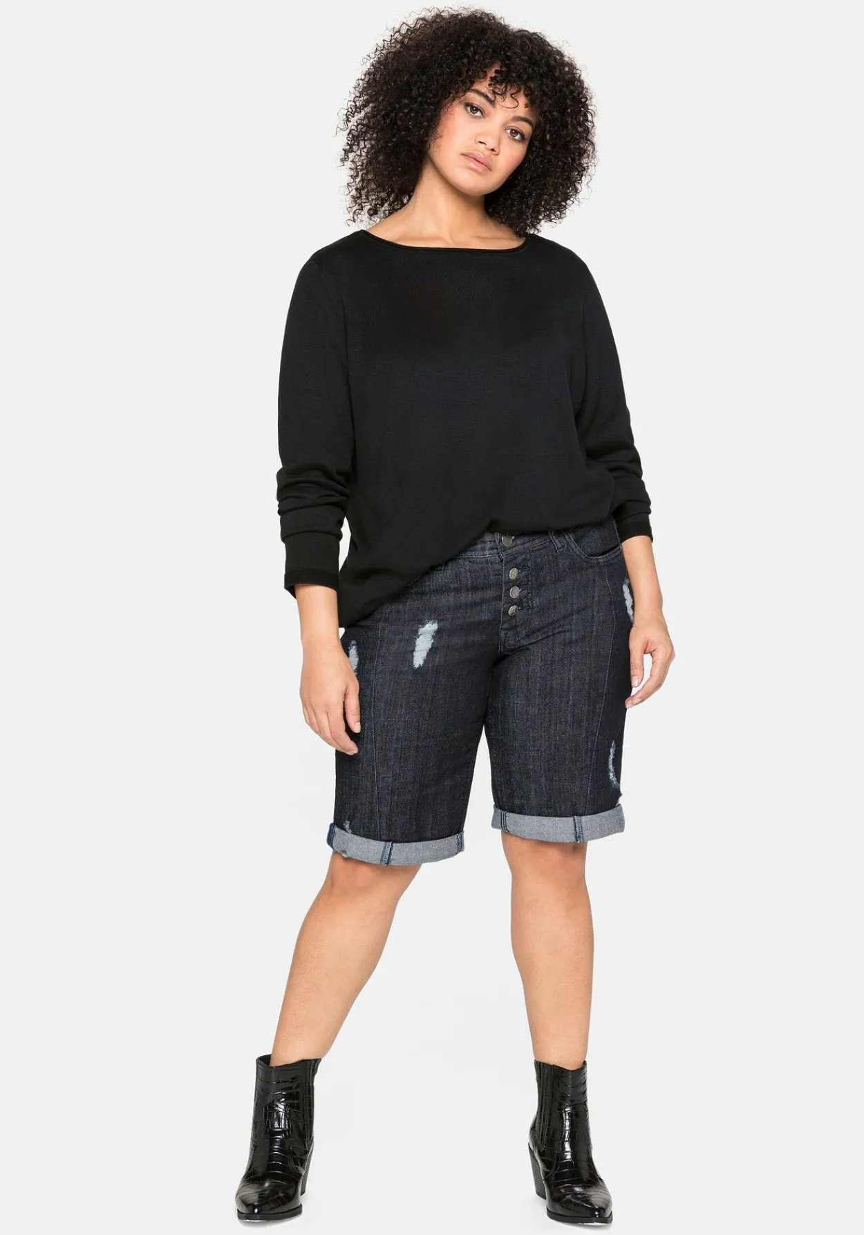 Jeansbermudas im Used-Look<sheego Clearance