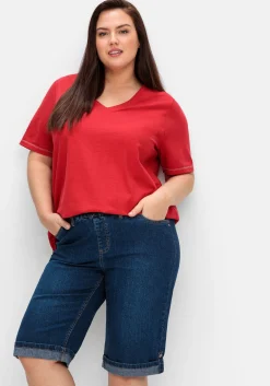 Jeans-Bermudas mit fixiertem Aufschlag<sheego Outlet