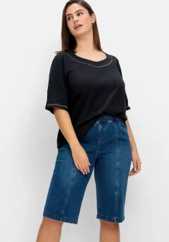Jeans-Bermudas mit Gummibund und Teilungsnähten<sheego Hot