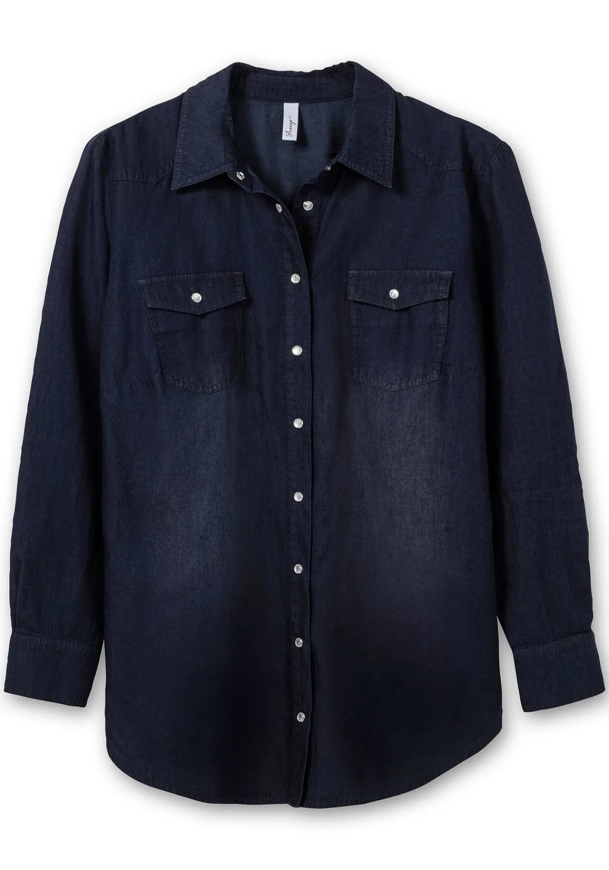 Jeansbluse mit Knopfleiste und Brusttaschen<sheego Fashion