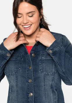Jeansjacke in leicht taillierter und verkürzter Form<sheego Discount