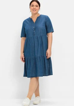 Jeanskleid aus leichtem Denim, in Volant-Optik<sheego Best