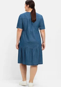 Jeanskleid aus leichtem Denim, in Volant-Optik<sheego Best