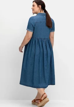 Jeanskleid mit Blusenkragen und Teilungsnaht<sheego Fashion