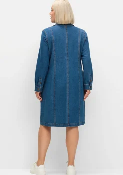 Jeanskleid mit Hemdkragen und Druckknopfleiste<sheego Hot
