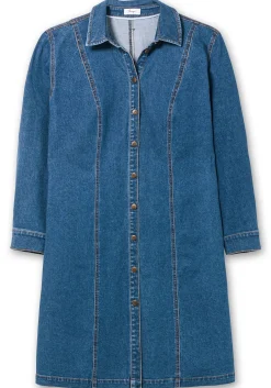 Jeanskleid mit Hemdkragen und Druckknopfleiste<sheego Hot