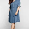 Jeanskleid mit Knopfleiste und hoher Taille<sheego Online
