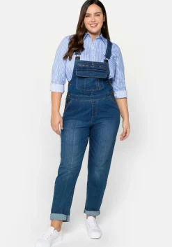 Jeans-Latzhose mit Brusttasche und seitlichem Einsatz<sheego Online
