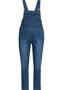 Jeans-Latzhose mit Brusttasche und seitlichem Einsatz<sheego Online