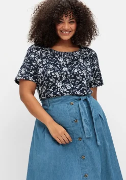 Jeansrock in A-Linie, mit Bindegürtel<sheego Hot