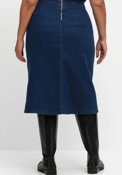 Jeansrock mit Zierknopfleiste, in A-Linie<sheego Discount