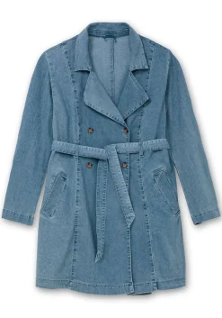 Jeans-Trenchcoat mit Bindegürtel<sheego Best