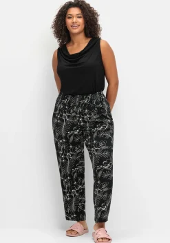 Jerseyhose mit breitem Smokbund und Blumendruck<sheego Online