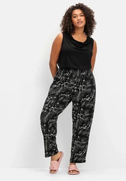 Jerseyhose mit breitem Smokbund und Blumendruck<sheego Online